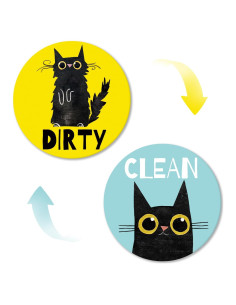 Imán de Lavavajillas Stology Gato Negro Redondo 6.35cm