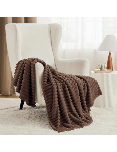 Manta de Fleece Bedsure Fondue Fudge 127x152 cm Suave y Ligera 2