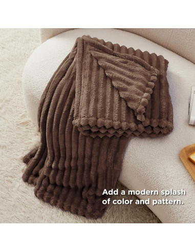 Manta de Fleece Bedsure Fondue Fudge 127x152 cm Suave y Ligera