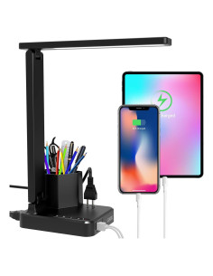 Lámpara de Escritorio LED COZOO con Carga USB y Toma AC