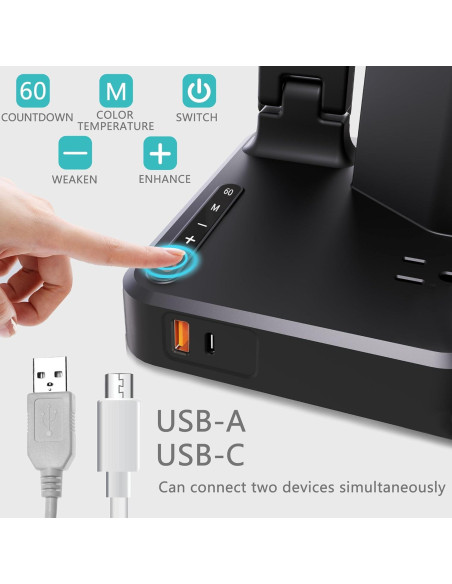 Lámpara de Escritorio LED COZOO con Carga USB y Toma AC