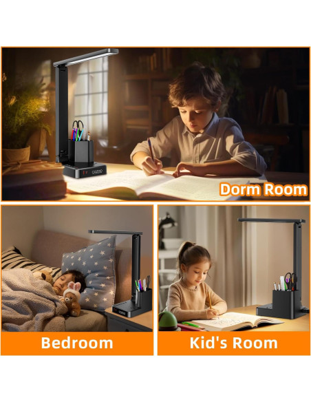 Lámpara de Escritorio LED COZOO con Carga USB y Toma AC