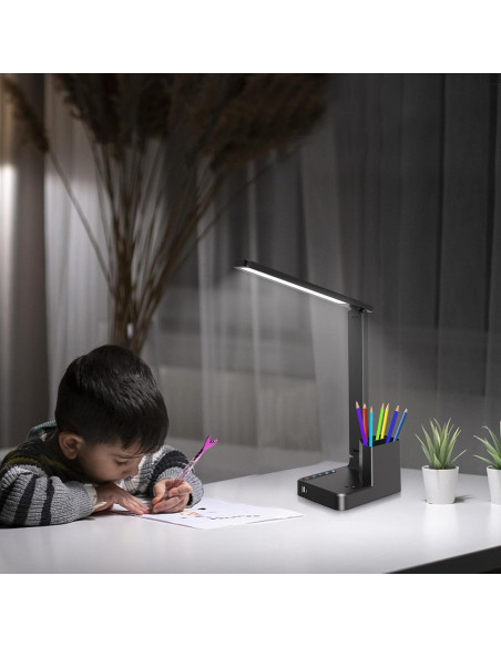 Lámpara de Escritorio LED COZOO con Carga USB y Toma AC