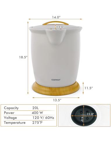 Calentador de Toallas COSTWAY Cubo 20L Gris Apagado Automático