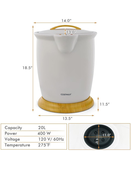 Calentador de Toallas COSTWAY Cubo 20L Gris Apagado Automático