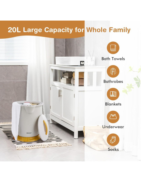 Calentador de Toallas COSTWAY Cubo 20L Gris Apagado Automático