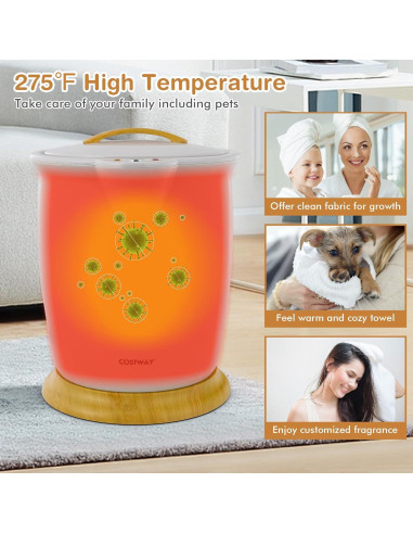 Calentador de Toallas COSTWAY Cubo 20L Gris Apagado Automático