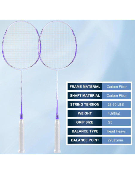 Conjunto de 2 Raquetas de Bádminton HXE Fibra de Carbono