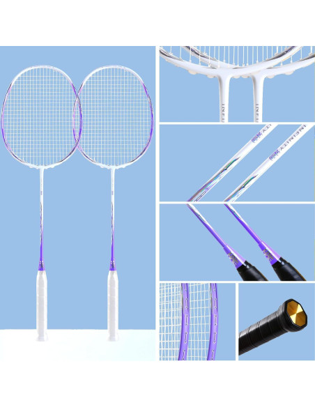 Conjunto de 2 Raquetas de Bádminton HXE Fibra de Carbono