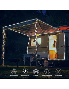 Luces de Cuerda Solares 20m 200LED Jnaurb Blanca Impermeables 2