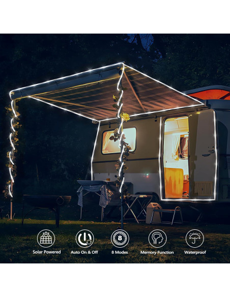 Luces de Cuerda Solares 20m 200LED Jnaurb Blanca Impermeables