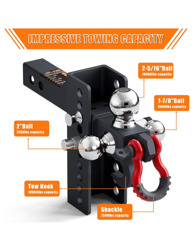 Enganche de Remolque Ajustable AC-DK Tri-Bola 14.06 kg