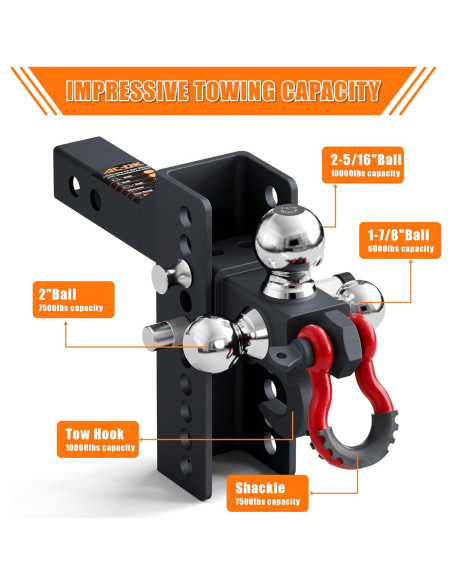 Enganche de Remolque Ajustable AC-DK Tri-Bola 14.06 kg