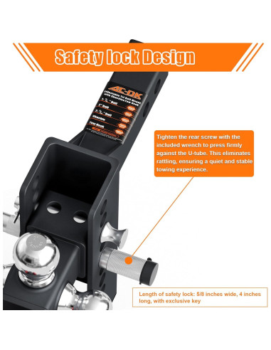 Enganche de Remolque Ajustable AC-DK Tri-Bola 14.06 kg