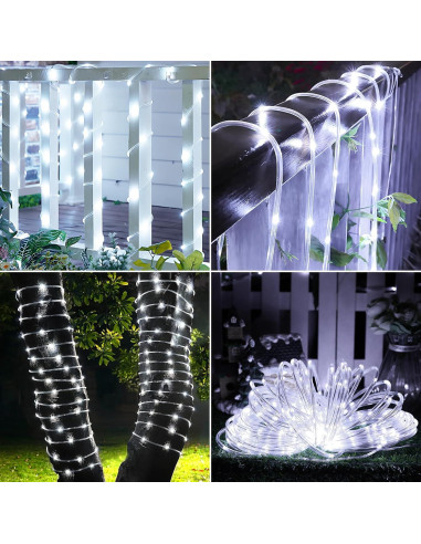 Luces de Cuerda Solares 20m 200LED Jnaurb Blanca Impermeables