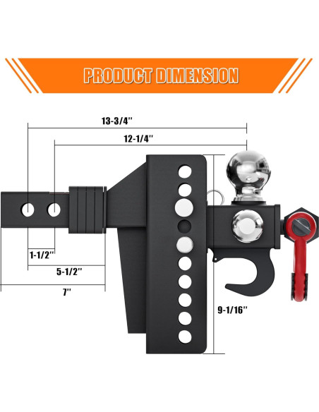 Enganche de Remolque Ajustable AC-DK Tri-Bola 14.06 kg
