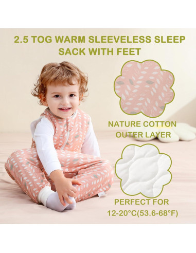 Saco de dormir invierno 2.5 TOG con pies 100% algodón orgánico M