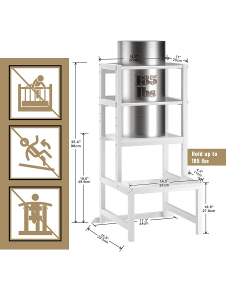 Escalera de Cocina Ajustable INNOD para Niños Pequeños - Blanco