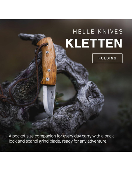 Cuchillo Plegable EDC HELLE Kletten - Acero Inoxidable y Madera