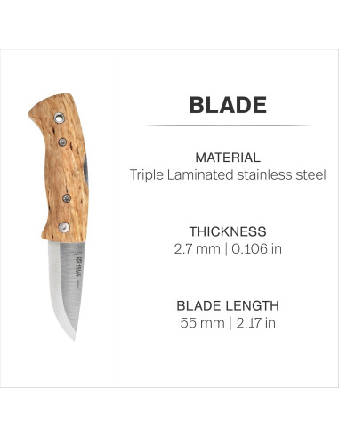 Cuchillo Plegable EDC HELLE Kletten - Acero Inoxidable y Madera