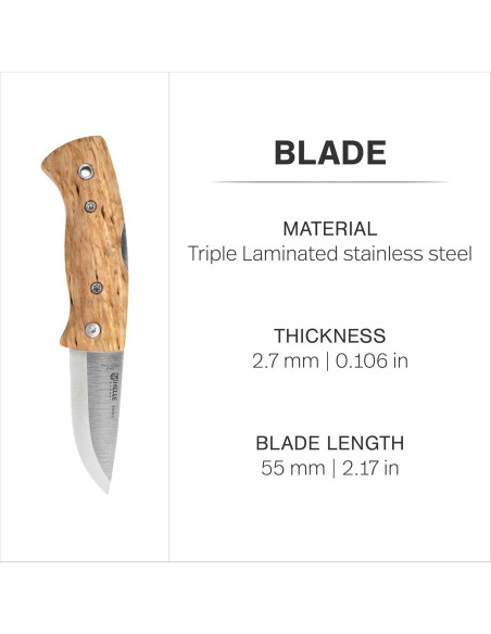Cuchillo Plegable EDC HELLE Kletten - Acero Inoxidable y Madera