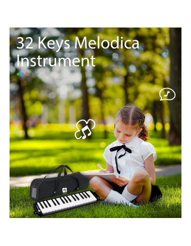Melódica Vangoa 32 Teclas Negra con Accesorios y Bolsa