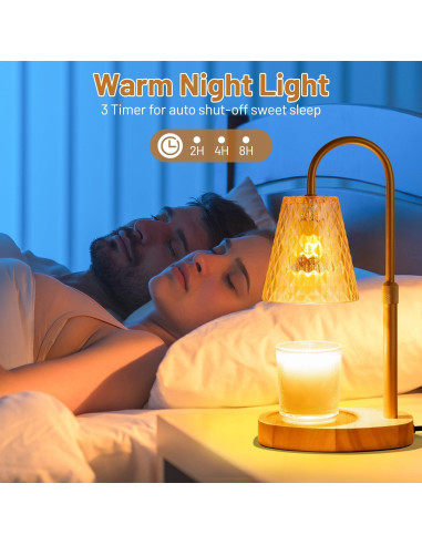 Lámpara Calentadora de Velas SAEIHGAE Ámbar con Temporizador