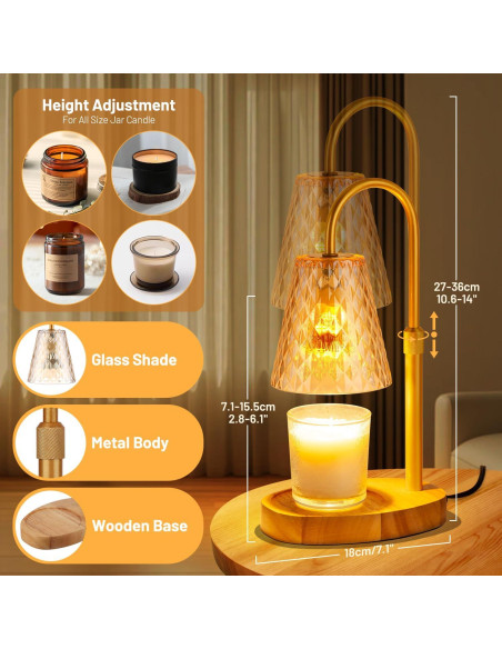 Lámpara Calentadora de Velas SAEIHGAE Ámbar con Temporizador