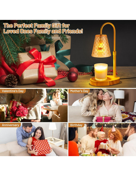 Lámpara Calentadora de Velas SAEIHGAE Ámbar con Temporizador