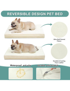 Cama ortopédica para perros Vonabem 58x43 cm impermeable beige 2
