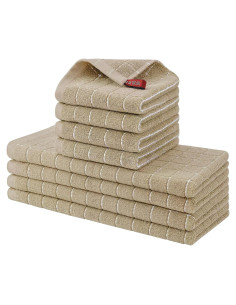 Juego de Toallas de Cocina Homaxy 100% Algodón 8 Piezas Beige
