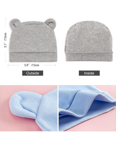 Gorros para Bebés Recién Nacidos AQOKKA con Orejas de Oso
