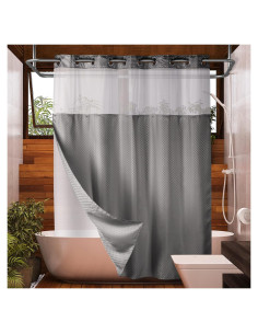 Cortina de Ducha Lagute 71x74cm Gris con Ventana Transparente