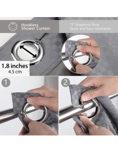 Cortina de Ducha Lagute 71x74cm Gris con Ventana Transparente 2