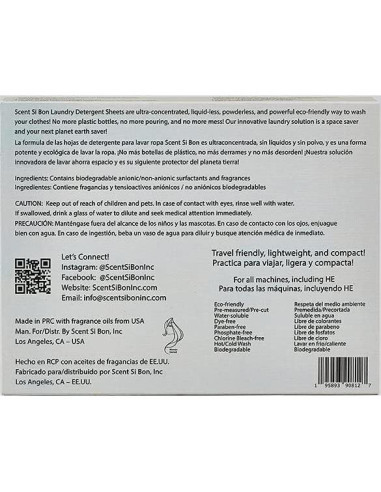 Hojas de detergente biodegradable Scent Si Bon 60 cargas