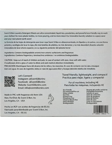 Hojas de detergente biodegradable Scent Si Bon 60 cargas