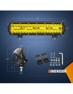 Barra de Luz LED Ámbar Nilight 30.48 cm 240W IP67 con Cableado 2