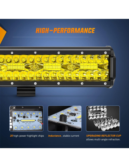 Barra de Luz LED Ámbar Nilight 30.48 cm 240W IP67 con Cableado
