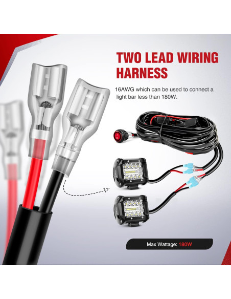 Barra de Luz LED Ámbar Nilight 30.48 cm 240W IP67 con Cableado