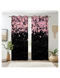 Cortinas Blackout Renaiss 2 Paneles 73.7x114.3cm Floral Rosa