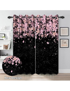 Cortinas Blackout Renaiss 2 Paneles 73.7x114.3cm Floral Rosa 2