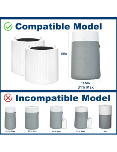 Paquete de 2 Filtros HEPA ZHIANZAN 311i Max para Blue Pure 2