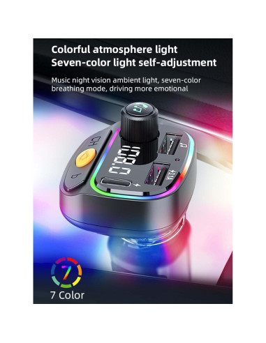 Transmisor FM Bluetooth 5.3 ACECAR C2 con Cargador USB