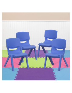 Sillas Apilables de Plástico EMMA + OLIVER - 4 Unidades Azul