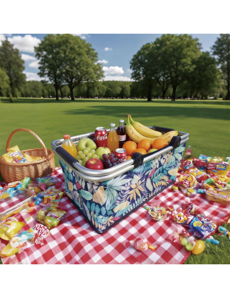 Cesta de Picnic Aislada Aikolesa 25L Plegable Azul