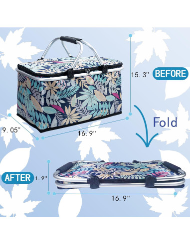 Cesta de Picnic Aislada Aikolesa 25L Plegable Azul