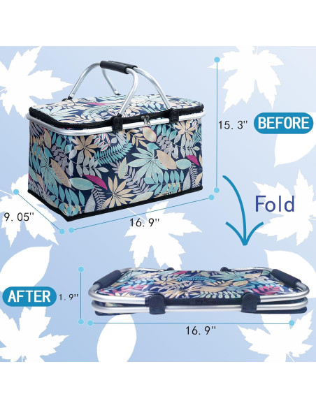 Cesta de Picnic Aislada Aikolesa 25L Plegable Azul