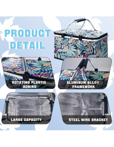 Cesta de Picnic Aislada Aikolesa 25L Plegable Azul
