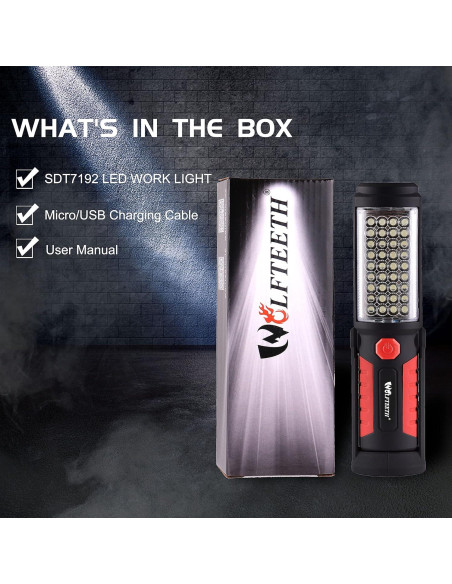 Luz de Trabajo LED Recargable Wolfteeth Magnética 240 Lúmenes