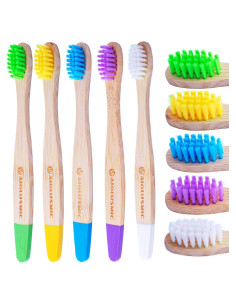 Cepillos de Dientes de Bambú para Niños AIOLUSMIC - Paquete de 5